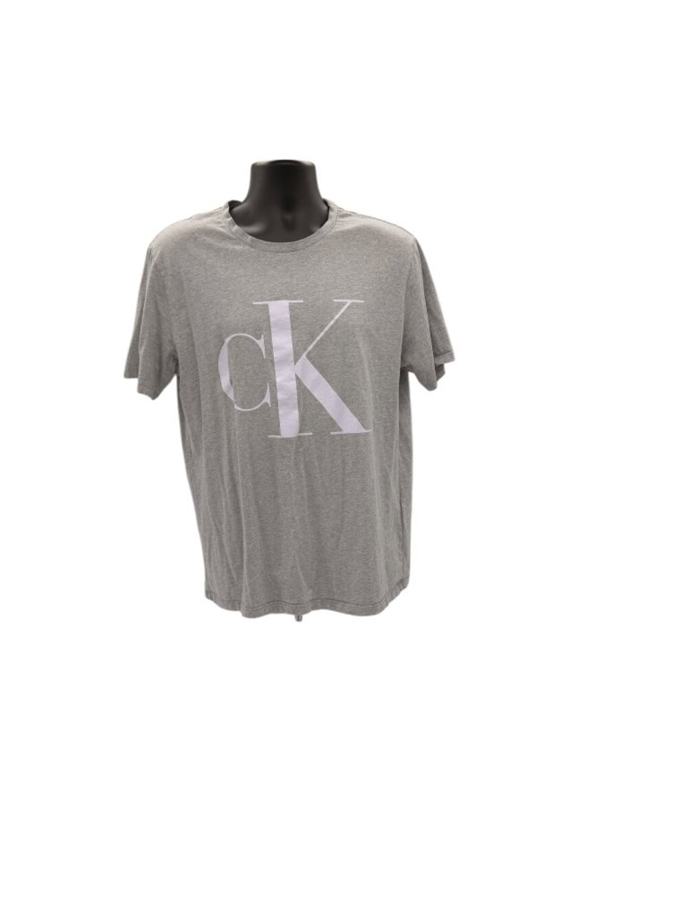Calvin Klein L Gray Men's T-Shirt, White CK Logo